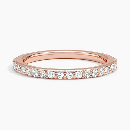 Round Lab Grown Diamond 14K White Gold Wedding Band For Women