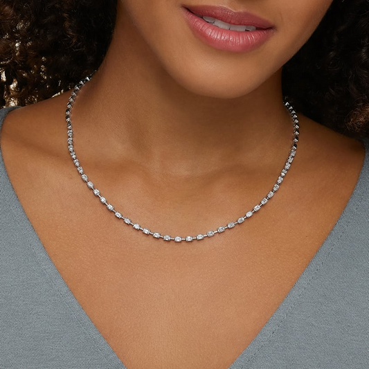 5 CTW Lab Grown Diamond Emerald Cut Tennis Necklace
