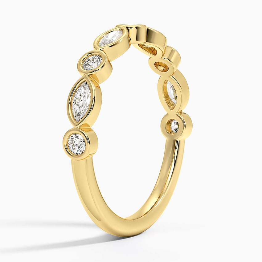 Round And Marquise Lab Grown Diamond Bezel Set Wedding Band