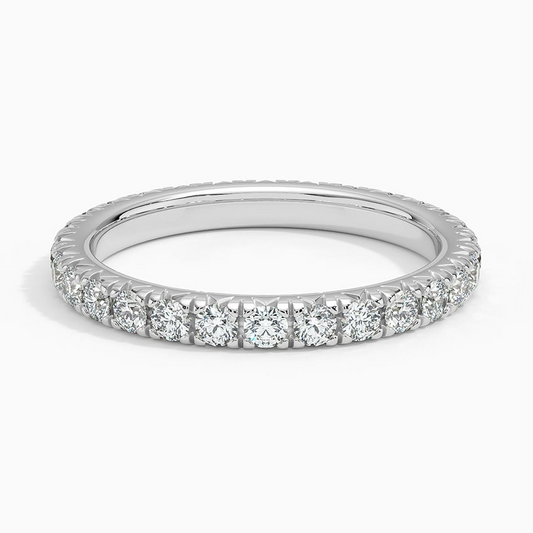 Round Cut Lab Grown Diamond 10K White Gold Wedding Band