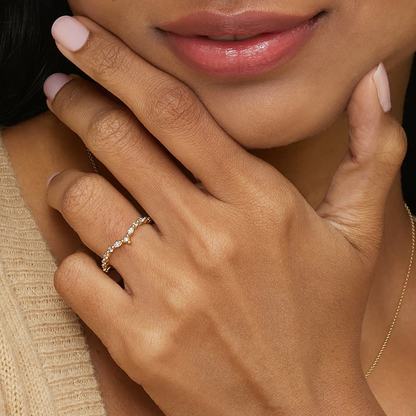 0.31 CTW Round And Marquise Lab Grown Diamonds Curved Wedding Band