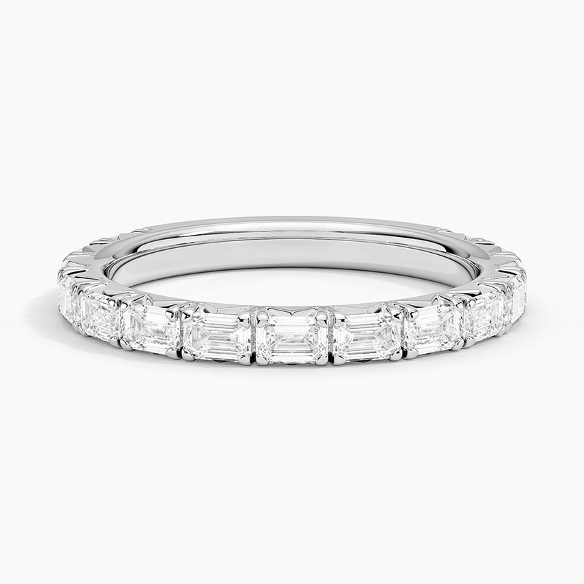 0.83 CTW Emerald Cut Lab Grown Diamond 3/4 Eternity Wedding Band