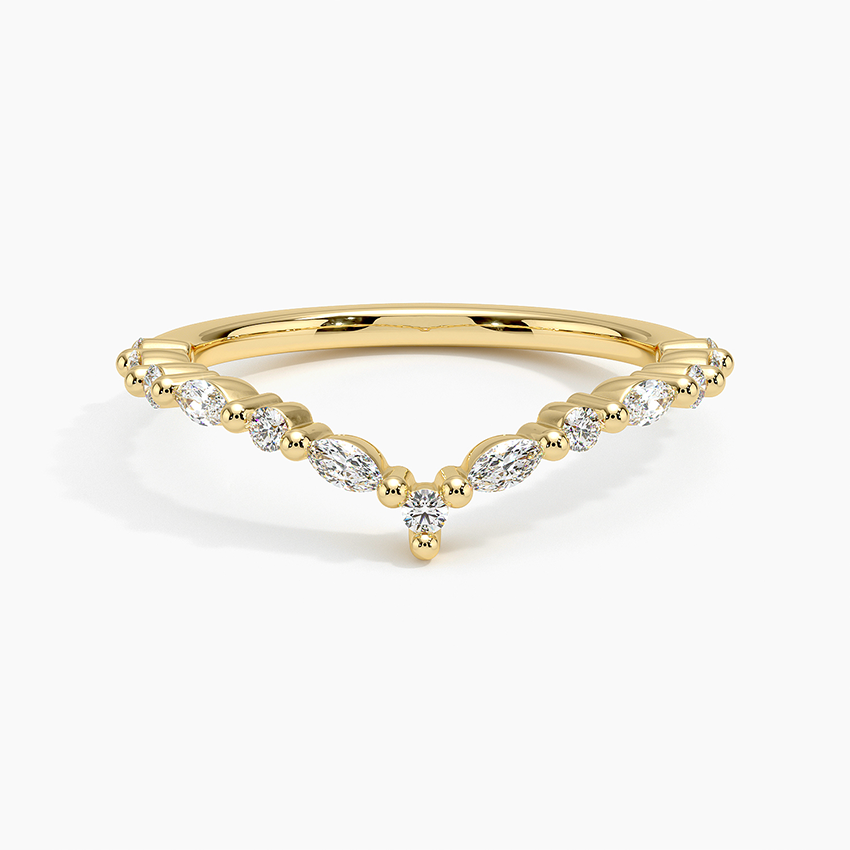 0.31 CTW Round And Marquise Lab Grown Diamonds Curved Wedding Band