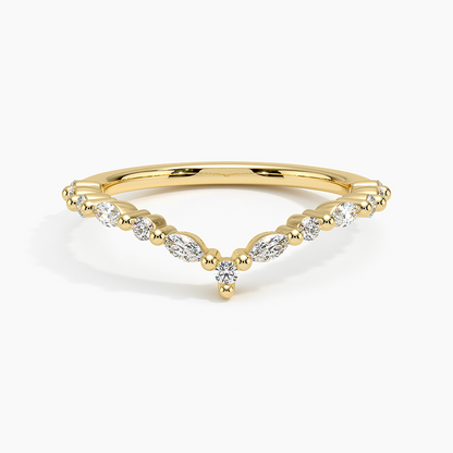 0.31 CTW Round And Marquise Lab Grown Diamonds Curved Wedding Band