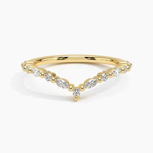 0.31 CTW Round And Marquise Lab Grown Diamonds Curved Wedding Band