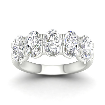 3 CTW Oval Five Stone Lab Grown Diamond Anniversary Band