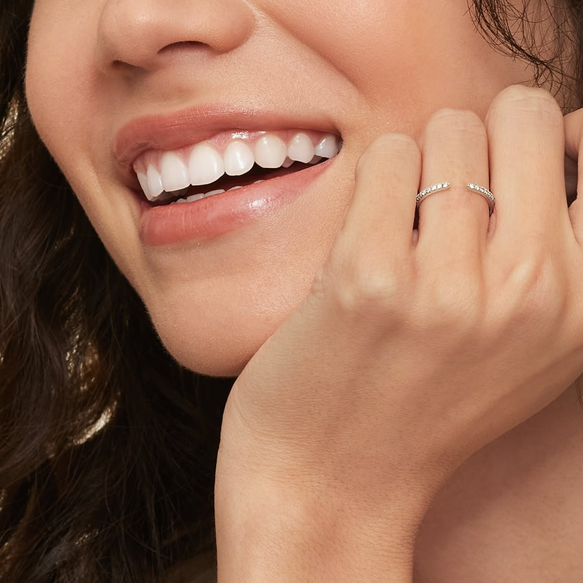 0.13 CTW Lab Grown Diamond Open Cuff Stacking Wedding Band