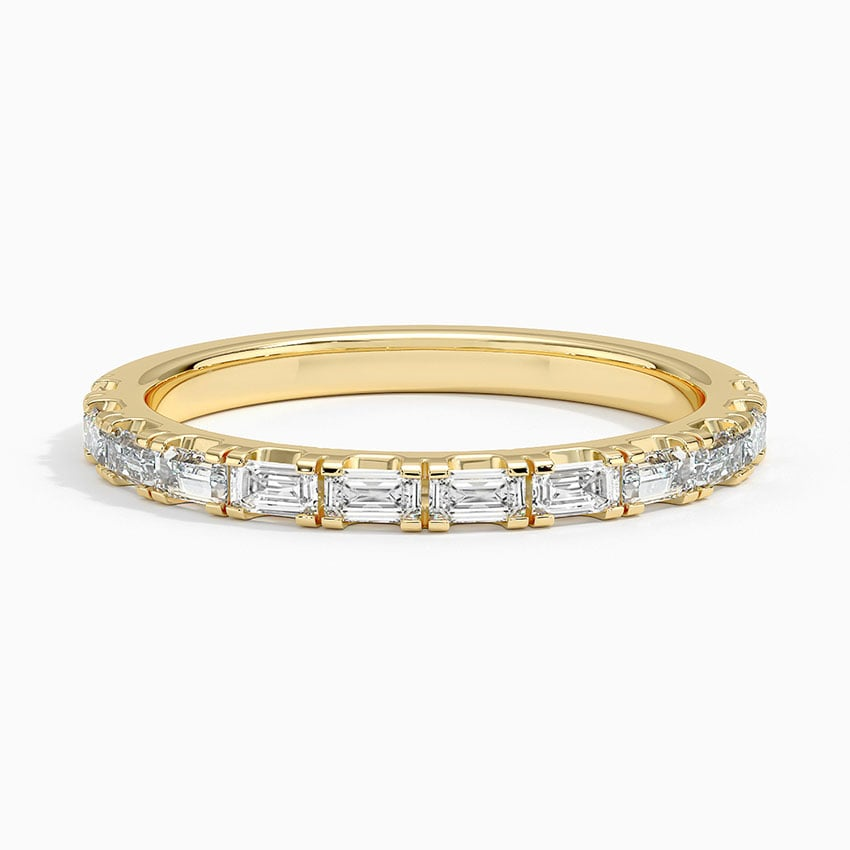 0.45CTW Baguette Lab Grown Diamond Yellow Gold Wedding Band
