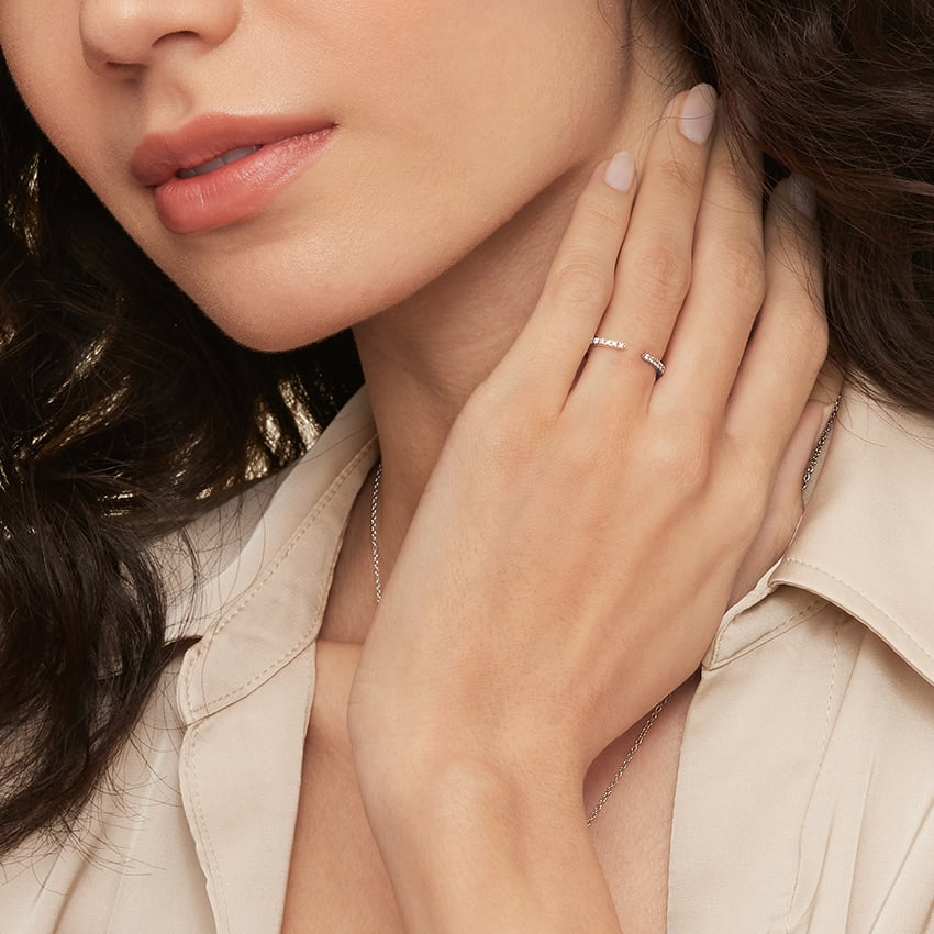 0.13 CTW Lab Grown Diamond Open Cuff Stacking Wedding Band