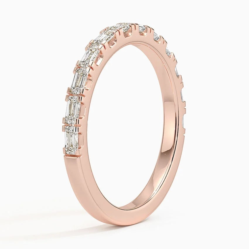 0.45CTW Baguette Lab Grown Diamond Yellow Gold Wedding Band