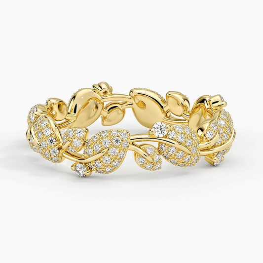 Round Lab Grown Diamond Canopy Pave Eternity Wedding Band