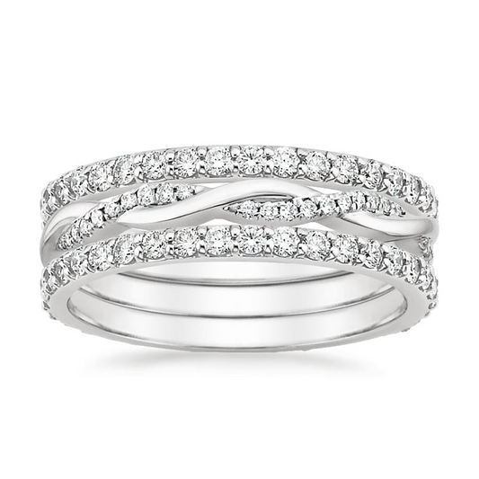 Round Lab Grown Diamond White Gold Twisted Vine Wedding Band