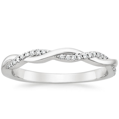 Round Lab Grown Diamond White Gold Twisted Vine Wedding Band