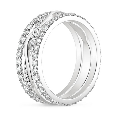 Round Lab Grown Diamond White Gold Twisted Vine Wedding Band