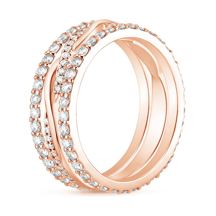 Round Lab Grown Diamond White Gold Twisted Vine Wedding Band