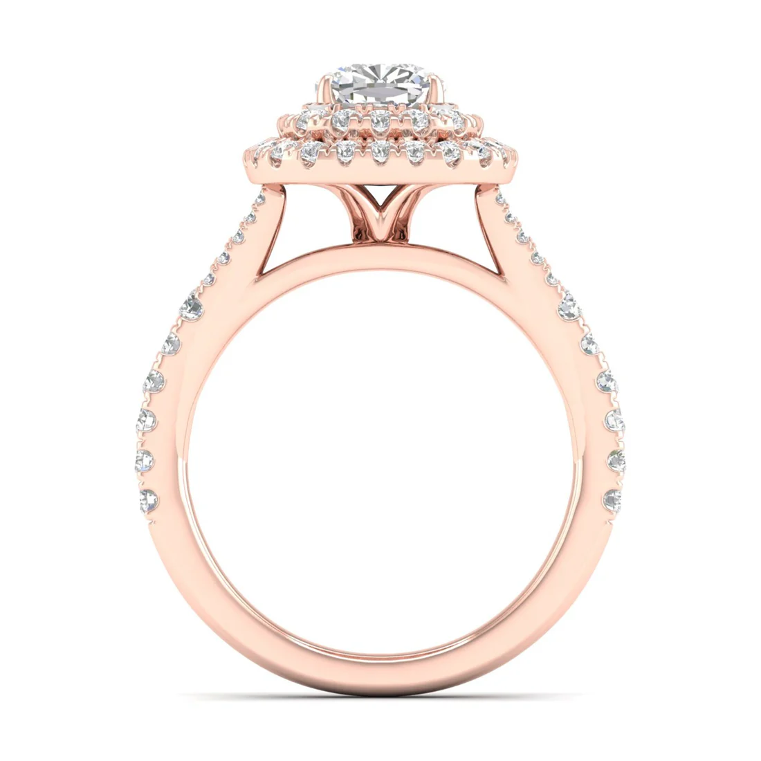 1.90 CTW Cushion Double Halo Lab Grown Diamond Split Shank Ring