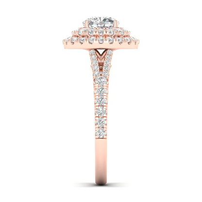 1.90 CTW Cushion Double Halo Lab Grown Diamond Split Shank Ring