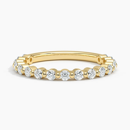 Round Cut Lab Grown Diamond 10K Yellow Gold Wedding Band