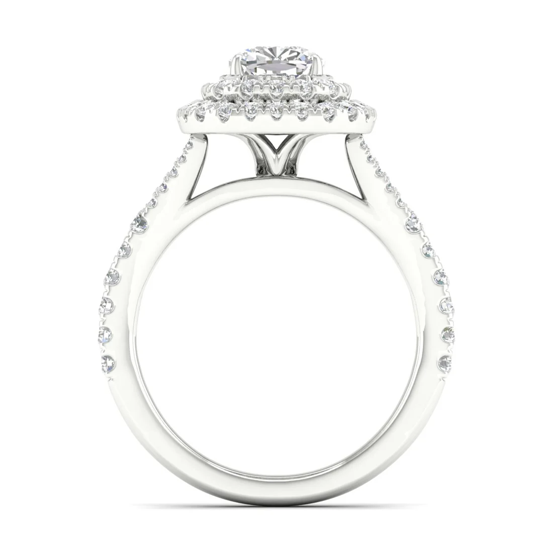 1.90 CTW Cushion Double Halo Lab Grown Diamond Split Shank Ring