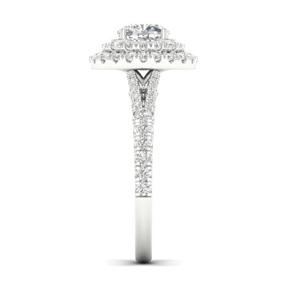 1.90 CTW Cushion Double Halo Lab Grown Diamond Split Shank Ring