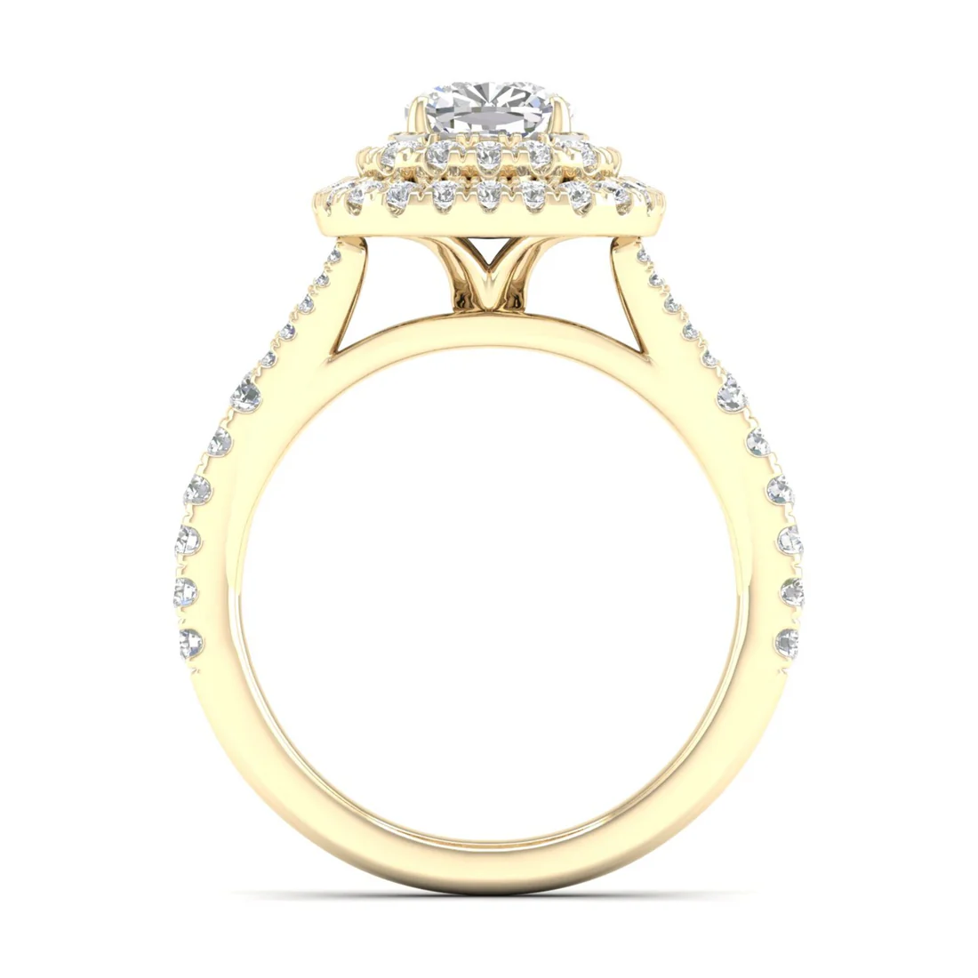 1.90 CTW Cushion Double Halo Lab Grown Diamond Split Shank Ring
