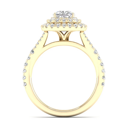 1.90 CTW Cushion Double Halo Lab Grown Diamond Split Shank Ring