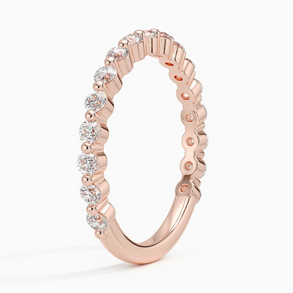 Round Cut Lab Grown Diamond 10K Yellow Gold Wedding Band