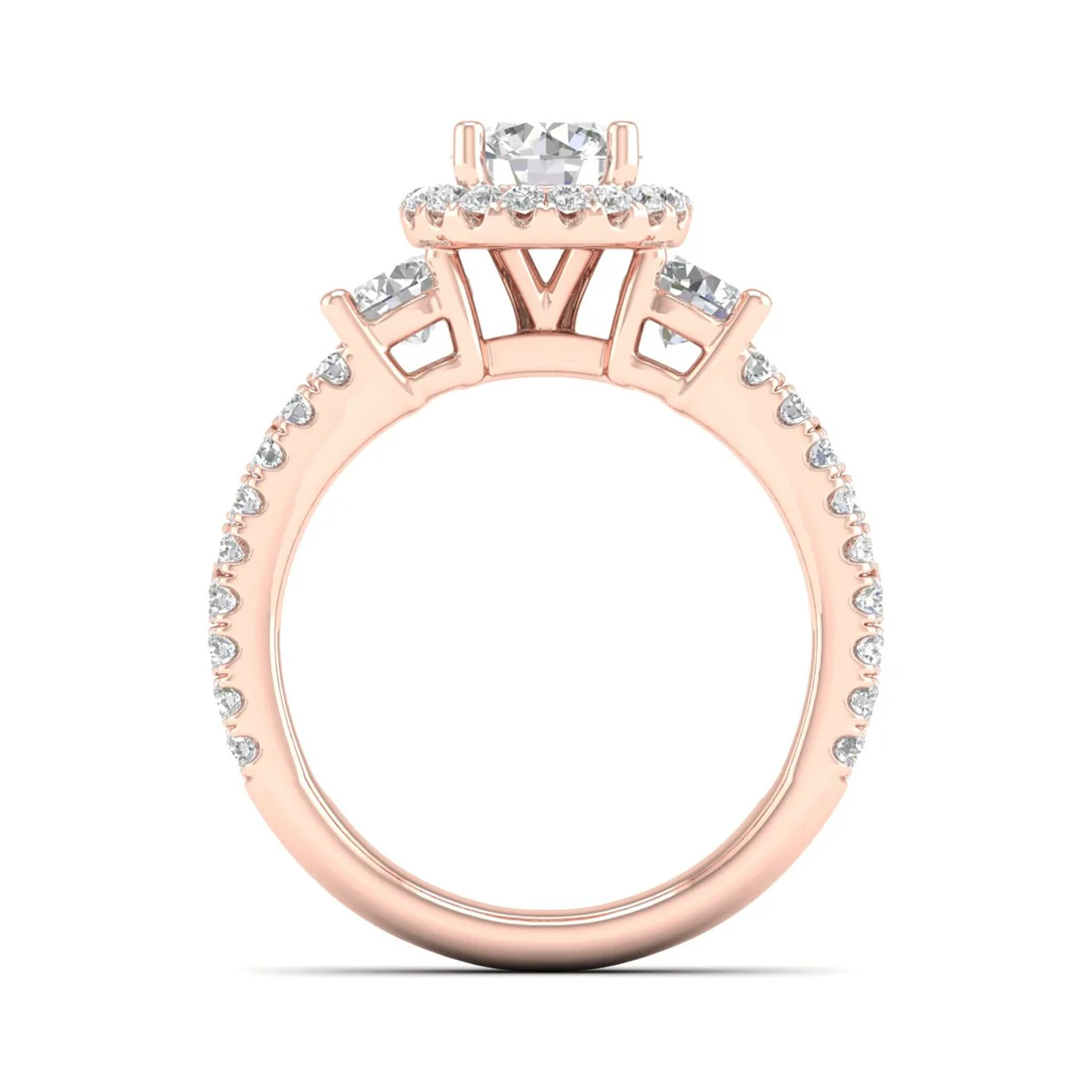 2.10 CTW Round Cut Halo Lab Grown Diamond Ring