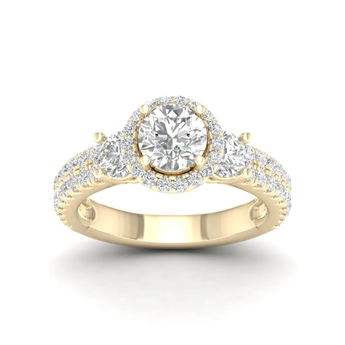 2.10 CTW Round Cut Halo Lab Grown Diamond Ring