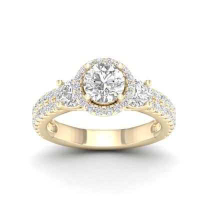 2.10 CTW Round Cut Halo Lab Grown Diamond Ring