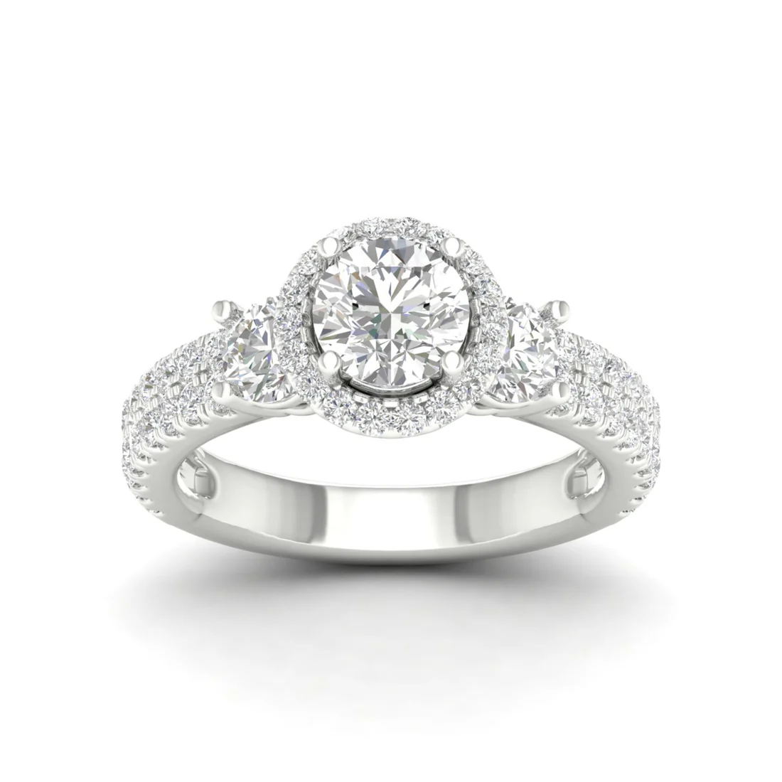 2.10 CTW Round Cut Halo Lab Grown Diamond Ring