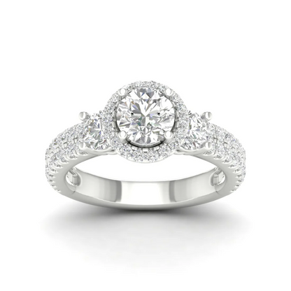 2.10 CTW Round Cut Halo Lab Grown Diamond Ring