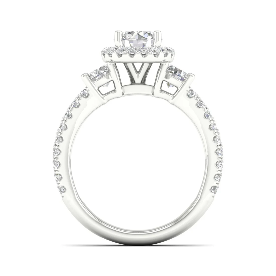 2.10 CTW Round Cut Halo Lab Grown Diamond Ring