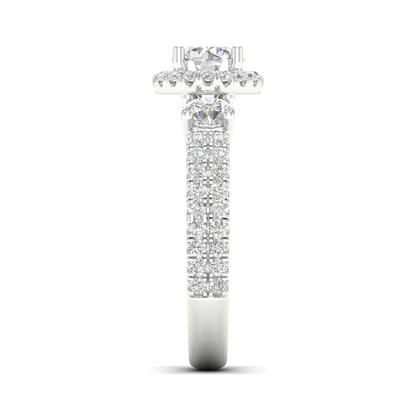2.10 CTW Round Cut Halo Lab Grown Diamond Ring