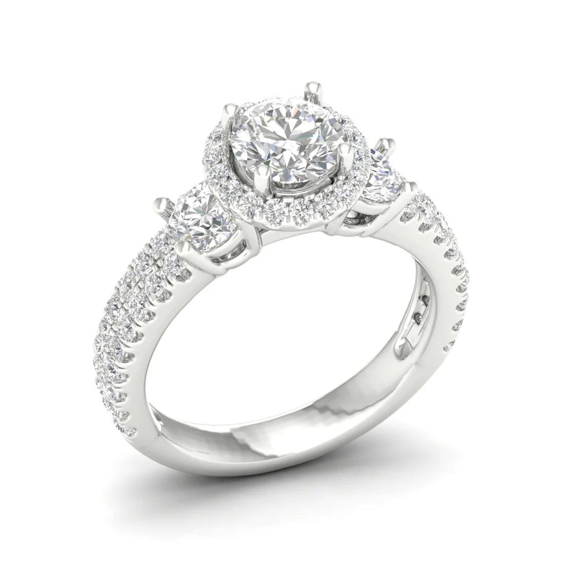 2.10 CTW Round Cut Halo Lab Grown Diamond Ring
