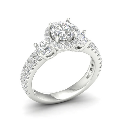 2.10 CTW Round Cut Halo Lab Grown Diamond Ring