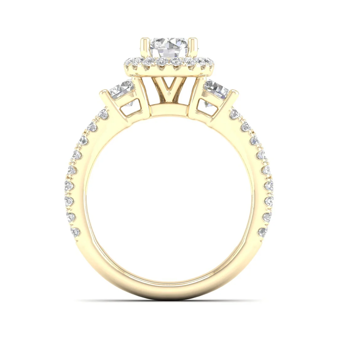 2.10 CTW Round Cut Halo Lab Grown Diamond Ring