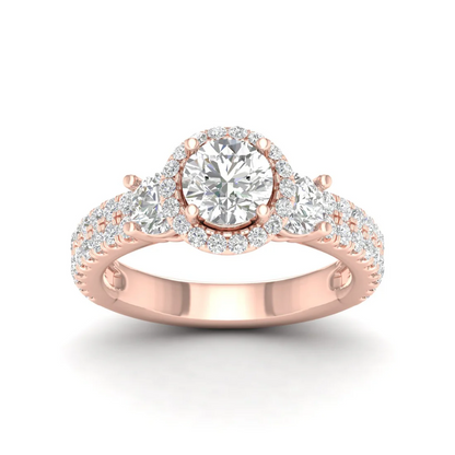 2.10 CTW Round Cut Halo Lab Grown Diamond Ring