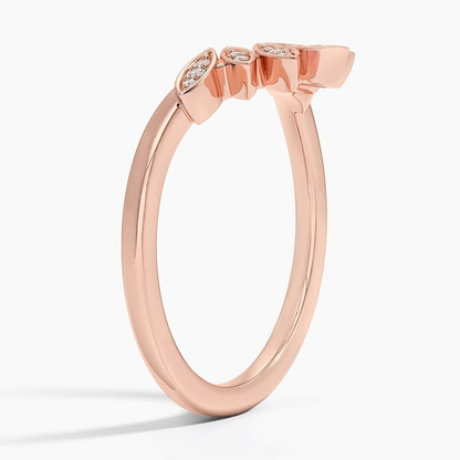 Yellow Gold Round Cut Lab Grown Diamond Petal Contour Wedding Band