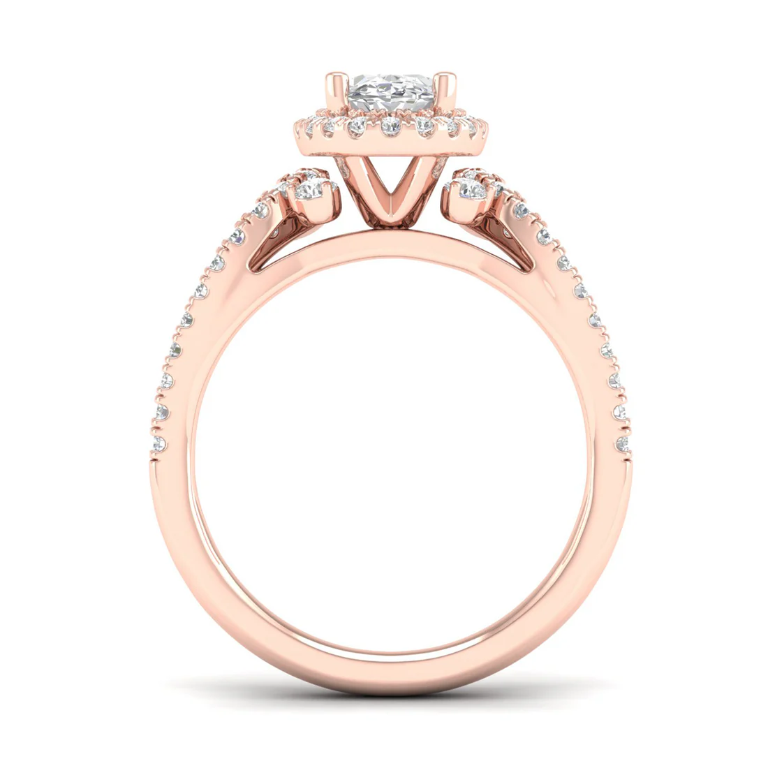 1.60 CTW Split Shank Oval Halo Lab Grown Diamond Ring