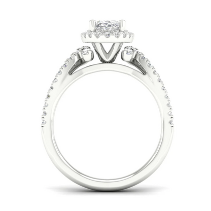 1.60 CTW Split Shank Oval Halo Lab Grown Diamond Ring