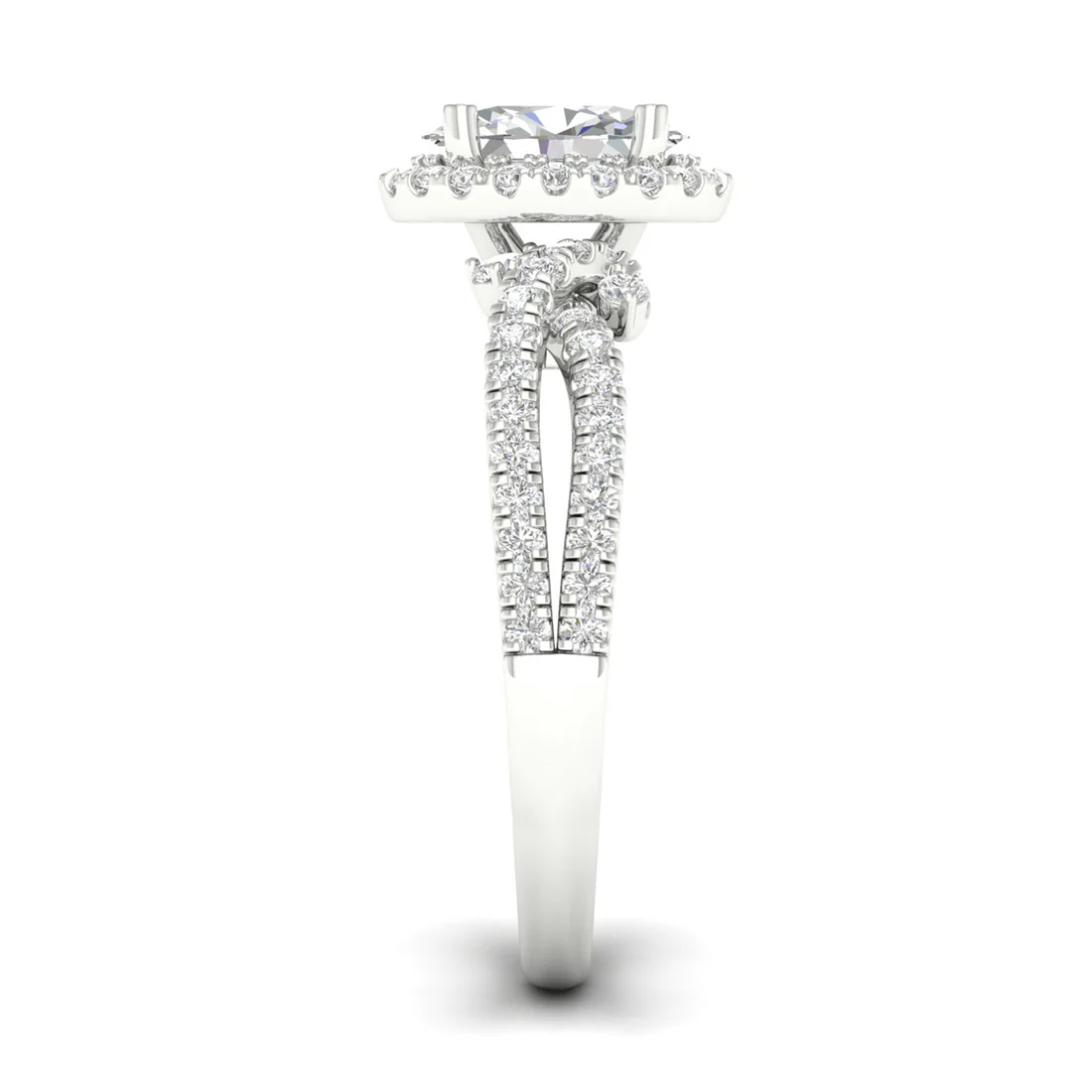 1.60 CTW Split Shank Oval Halo Lab Grown Diamond Ring