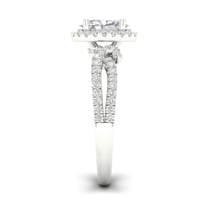 1.60 CTW Split Shank Oval Halo Lab Grown Diamond Ring