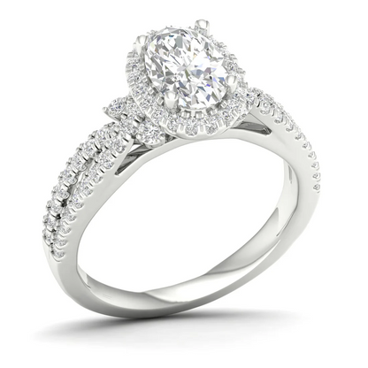 1.60 CTW Split Shank Oval Halo Lab Grown Diamond Ring