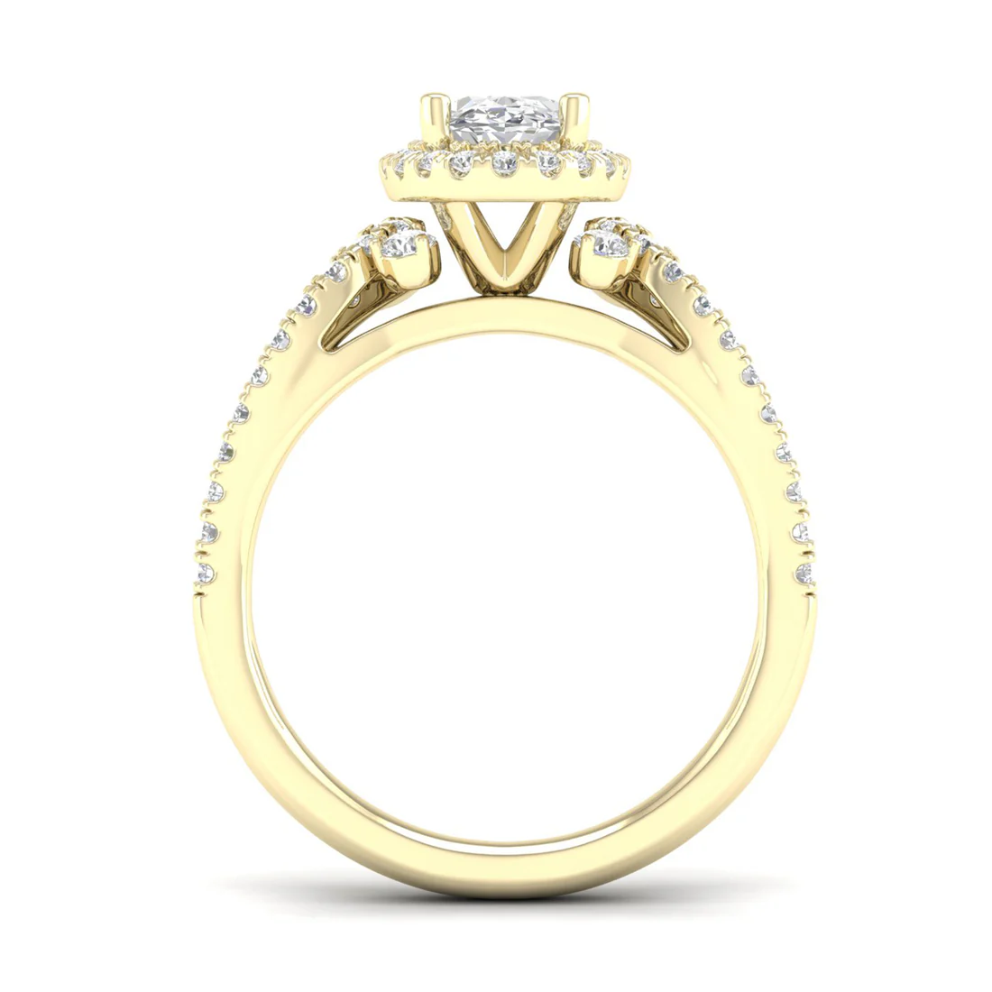 1.60 CTW Split Shank Oval Halo Lab Grown Diamond Ring