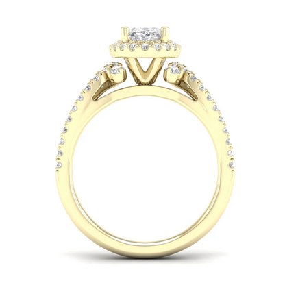 1.60 CTW Split Shank Oval Halo Lab Grown Diamond Ring