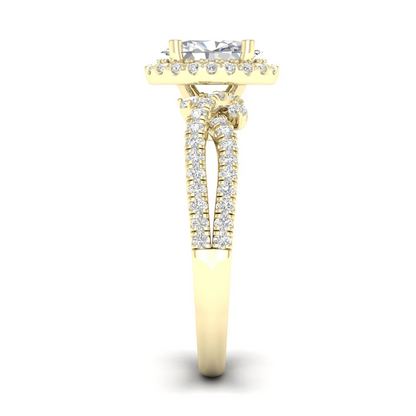 1.60 CTW Split Shank Oval Halo Lab Grown Diamond Ring