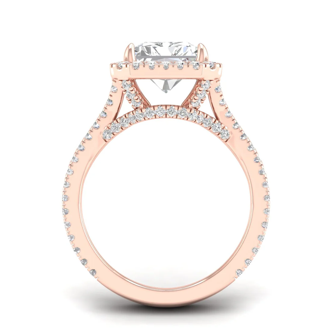 5 CTW Split Shank Radiant Cut Lab Grown Diamond Ring