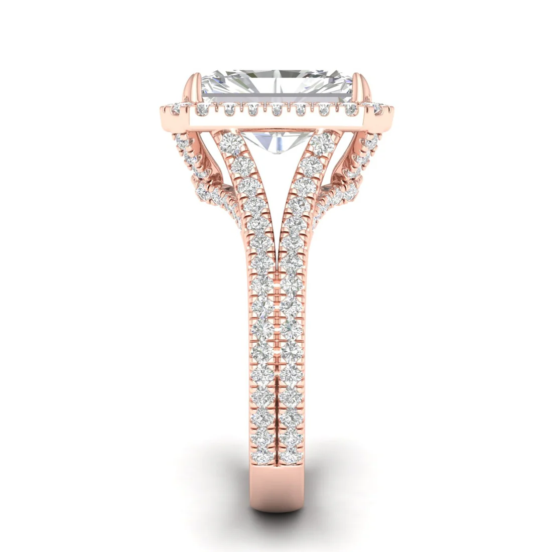 5 CTW Split Shank Radiant Cut Lab Grown Diamond Ring