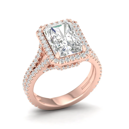 5 CTW Split Shank Radiant Cut Lab Grown Diamond Ring